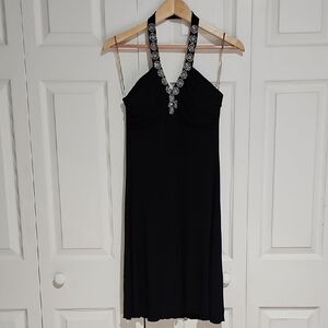 Spense Petite Black Embellished Halter Dress – Size 10P